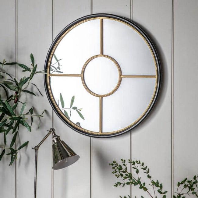 Coco Black & Gold Large Round window Mirror