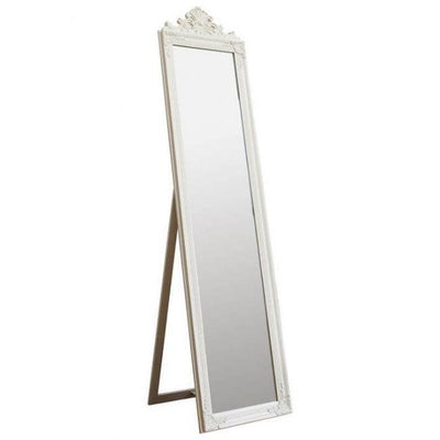 Wooden Cheval Floor Mirror-White