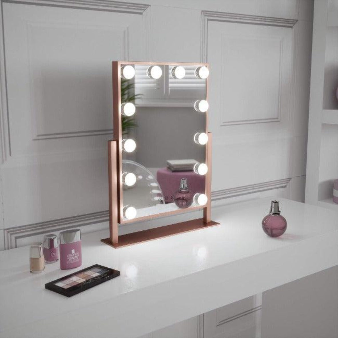 rose gold hollywood mirror with led lights