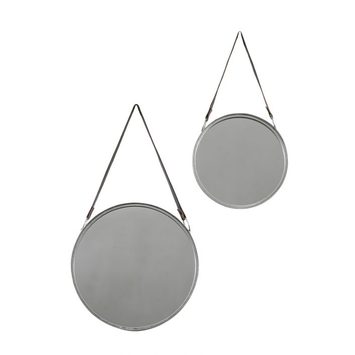 Metal Framed Marston Hanging Mirrors (Silver-Set of 2)