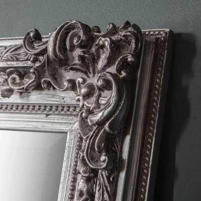 Stone Gray Small Baroque Style Mirror