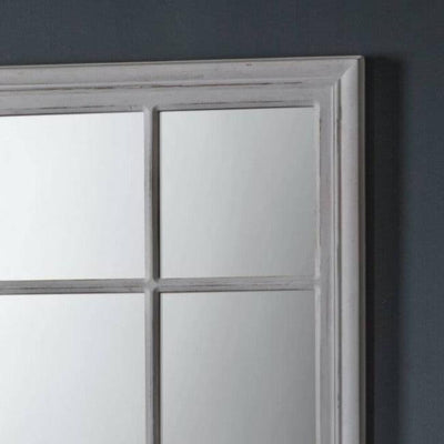 Stone Grey Wooden Frame Window Mirror