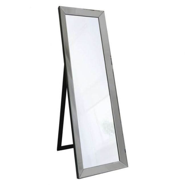 Angled Luna Mirror with Gray Frame and Stand, Elegant Cheval Design, Ideal for Home Decor, 480mm Wide, 1550mm Tall Mirror