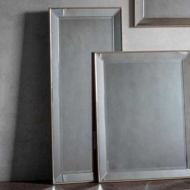 Baskin Rectangle Champagne Mirror - Full Length with bevelled frame, elegant and luxurious home décor accent.