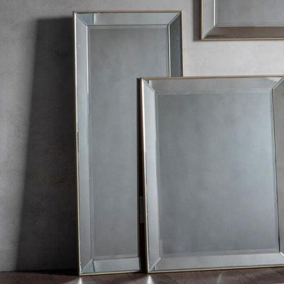Baskin Rectangle Champagne Mirror - Full Length with bevelled frame, elegant and luxurious home décor accent.