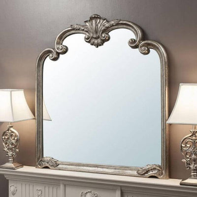 traditional over the fireplace mirror in silver