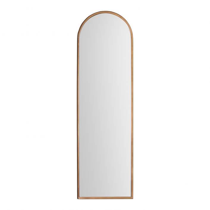 Bronze Arch Leaner Full Length Mirror, 170x51cm, with aged bronze metal frame for contemporary and traditional decor.