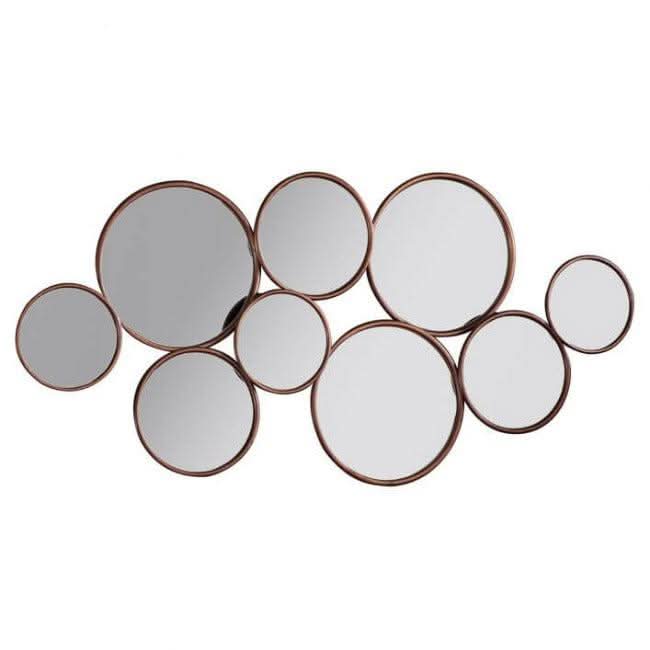 Kempsford Round Mirror featuring multiple circular mirrors, ideal for hallway or fireplace decor, modern design, versatile home accessory.
