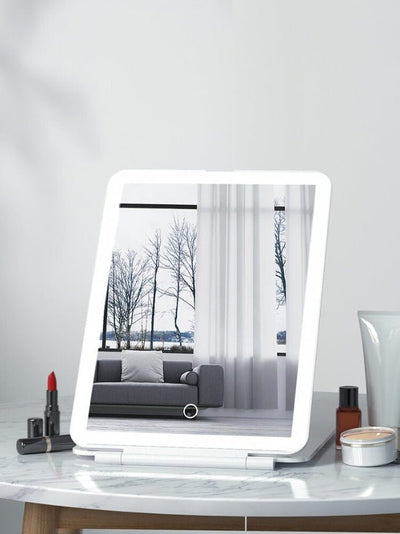 LED Compact Travel Makeup Mirror White 20cm x 13.5cm