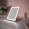 rose gold travel mirror with lights for makeup