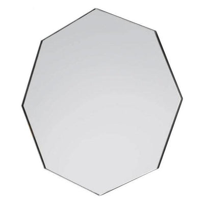 Silver Octagon Bowie Mirror with sleek shallow frame, perfect for living or powder room. Stylish, versatile, 800mm width, 800mm height.