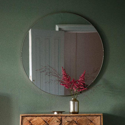 round decorative wall mirror 80cm no frame, thin and modern