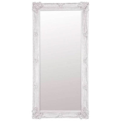 Victoria Cream XL Leaner Mirror 165cm x 80cm, handcrafted Baroque wood frame, elegant free-standing mirror for bedroom or bathroom.