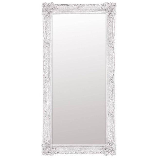 Victoria Cream XL Leaner Mirror 165cm x 80cm Baroque style, wood-framed full-length mirror enhancing room depth and elegance.