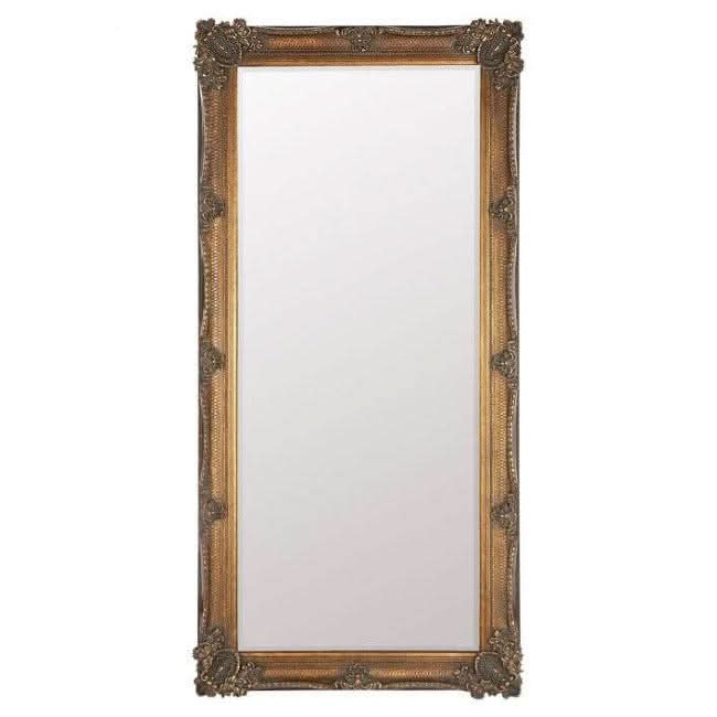 Victoria Gold Baroque Leaner Mirror 165cm x 80cm with ornate wood frame, perfect for adding elegance to any room.