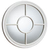 Vintage white round mirror with aged porthole design and crackle texture, 700mm diameter, instant wall decor impact.